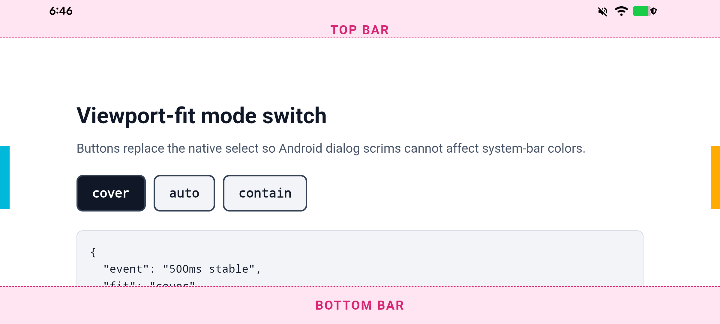 All-on cover fills the landscape viewport