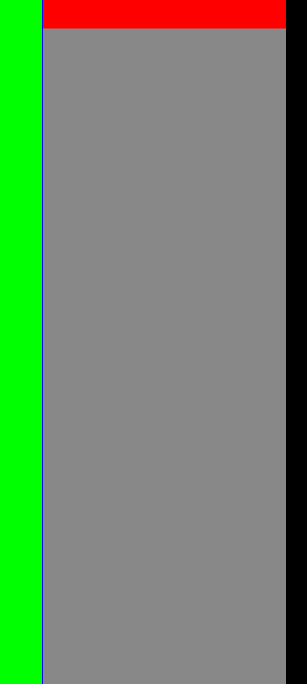 Old render: black cutout square interrupts the red status bar at the top-right