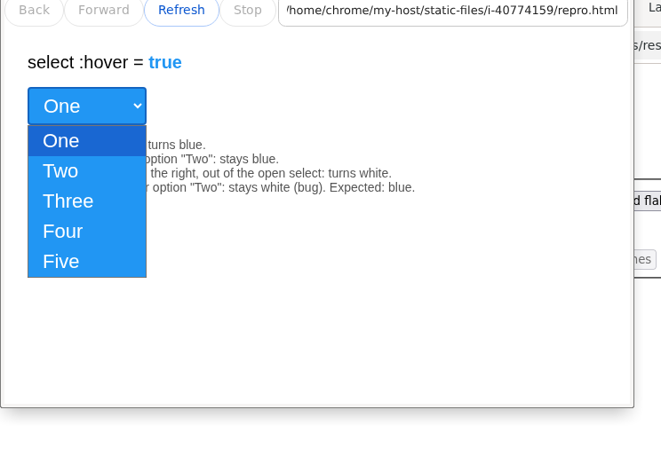 Patched: select keeps :hover while its popup is open
