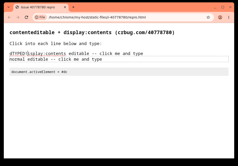 Chromium window showing the fixed behavior