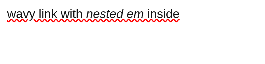 Expected: continuous wavy underline across the em boundary