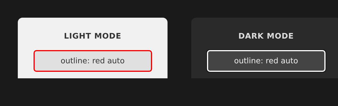 Before fix: dark mode outline is white